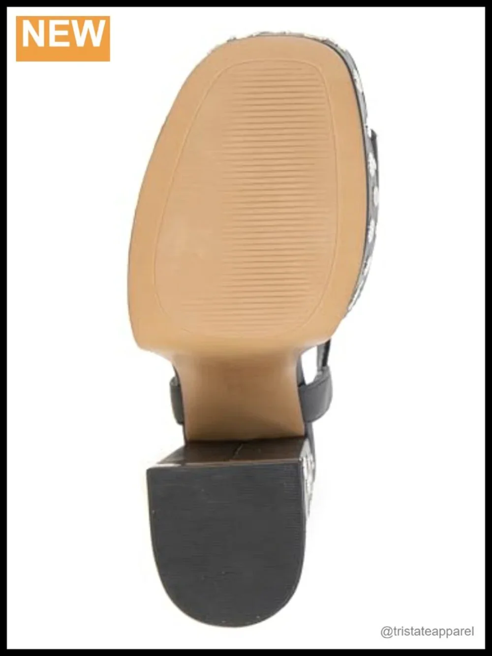 Platform Sandal Studded Heel Buckle Leather Open Toe Cushioned